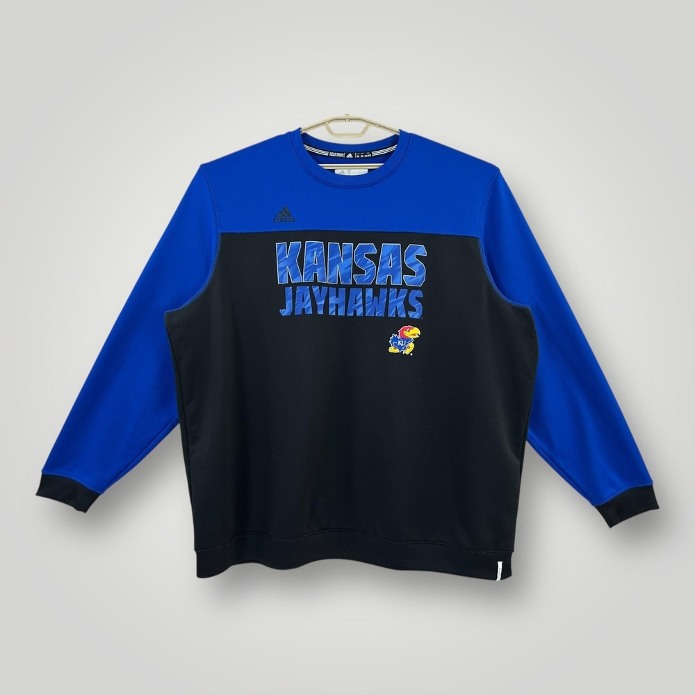 Adidas Kansas Jayhawks Sweatshirt Mens 3XL Blue Black NCAA Basketball Climalite